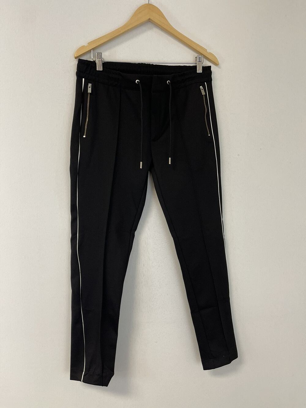 River Island Sweatpants Men 34x29 Black Super Skinny Side Trim Zip N202